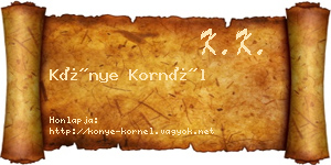 Könye Kornél névjegykártya